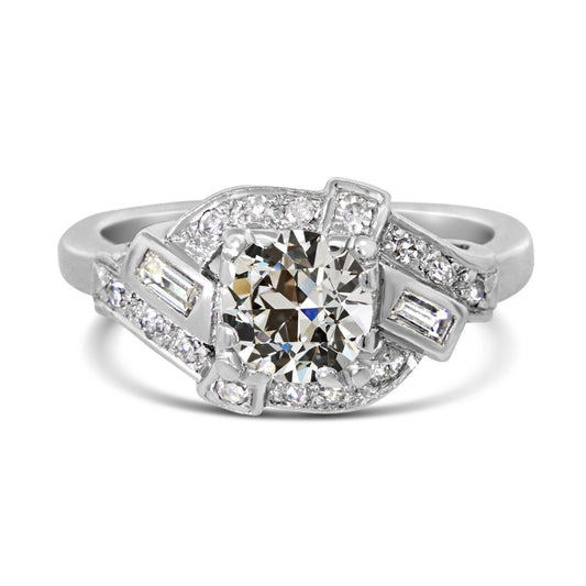 Anello Di Fidanzamento Con Genuino Diamante Rotondo Vecchio Minatore Gioielli In Oro Bianco 3,50 Carati