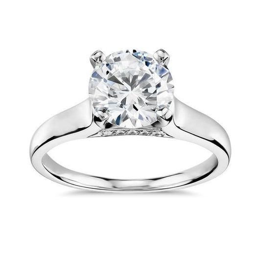 Anello Di Fidanzamento Con Genuino Diamante Scintillante Taglio Rotondo Da 3,50 Ct In Oro 14K