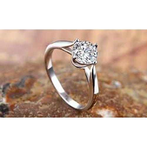 Anello Di Fidanzamento Con Genuino Diamante Solitario 1,50 Carati In Oro Bianco 14K