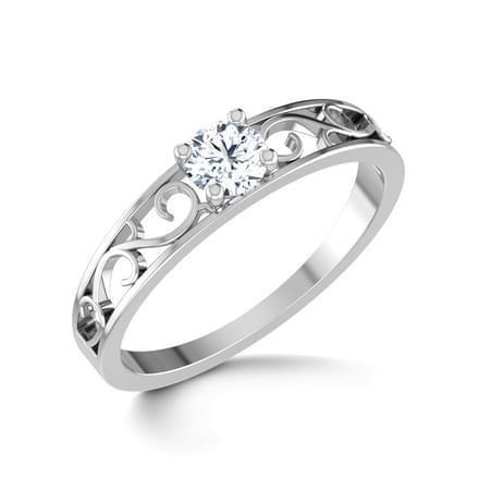 Anello Di Fidanzamento Con Genuino Diamante Solitario Rotondo 1 Carato 14K Oro Bianco