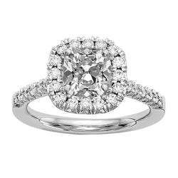 Anello Di Fidanzamento Con Genuino Diamante Taglio Antico Con Cuscino Halo Con Accenti 5,25 Carati