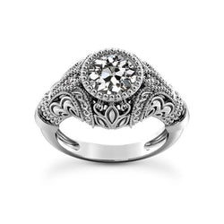 Anello Di Fidanzamento Con Genuino Diamante Taglio Antico Rotondo Stile Vintage 1,75 Carati
