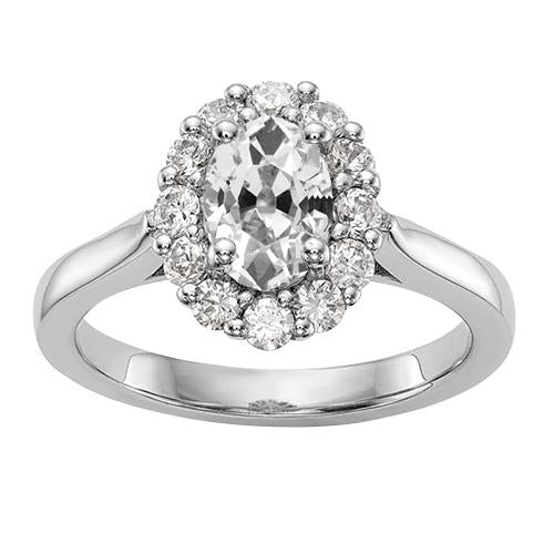Anello Di Fidanzamento Con Genuino Diamante Taglio Ovale Halo, 3,50 Carati, Gioielli Da Donna