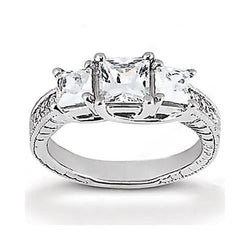Anello Di Fidanzamento Con Genuino Diamanti Vintage Style 2.12 Ct. Oro Bianco 14K