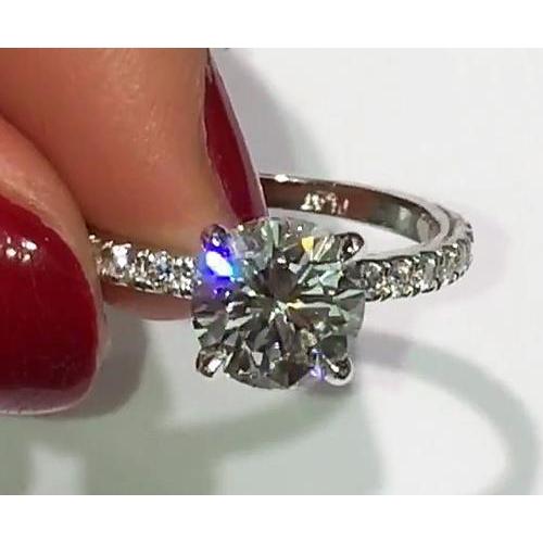 Anello Di Fidanzamento Con Naturale Diamante Da 3.65 Carati. Gioielli A Taglio Rotondo Nuovo