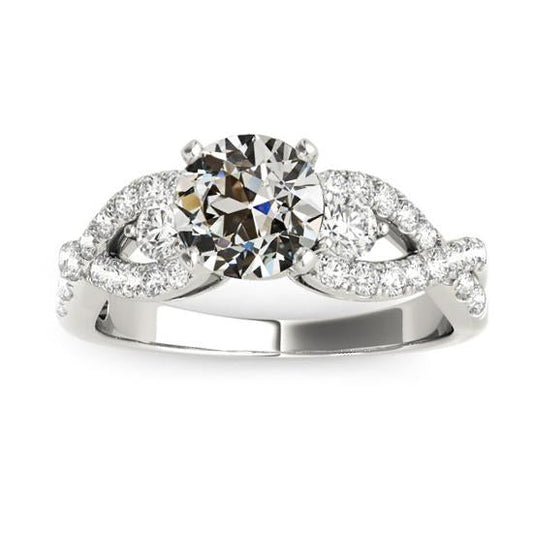 Anello Di Fidanzamento Con Naturale Diamante Europeo Antico Con Gambo Infinito 4,25 Carati