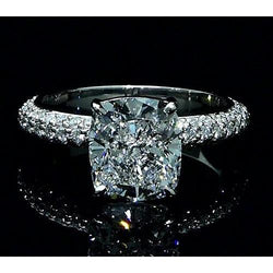 Anello Di Fidanzamento Con Naturale Diamante Grande Cuscino Con Accenti 7.25 Carati Nuovo
