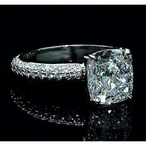 Anello Di Fidanzamento Con Naturale Diamante Grande Cuscino Con Accenti 7.25 Carati Nuovo