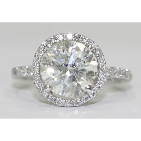 Anello Di Fidanzamento Con Naturale Diamante Halo Da Donna 3.50 Carati Con Pavé Di Gioielli Nuovo