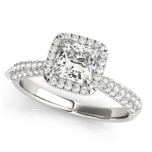 Anello Di Fidanzamento Con Naturale Diamante Halo Fancy 1.75 Carati In Oro Bianco 14K Nuovo