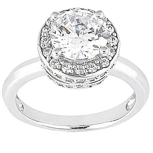 Anello Di Fidanzamento Con Naturale Diamante Halo Oro Bianco 2.61 Ct.