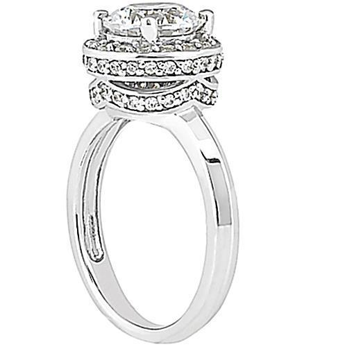 Anello Di Fidanzamento Con Naturale Diamante Halo Oro Bianco 2.61 Ct.