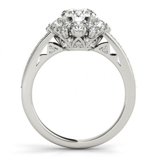 Anello Di Fidanzamento Con Naturale Diamante Rotondo Da 2.50 Carati. Oro Bianco Massiccio 14K