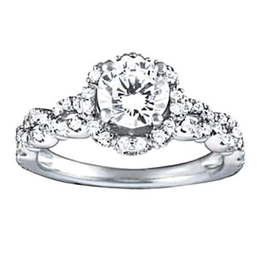 Anello Di Fidanzamento Con Naturale Diamante Rotondo Halo Da 1.75 Carati Oro Bianco 14K