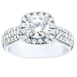Anello Di Fidanzamento Con Naturale Diamante Rotondo Halo Oro Bianco 2.25 Carati Gioielli