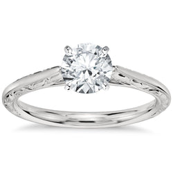 Anello Di Fidanzamento Con Naturale Diamante Solitario A Taglio Rotondo Grande Da 1,5 Carati