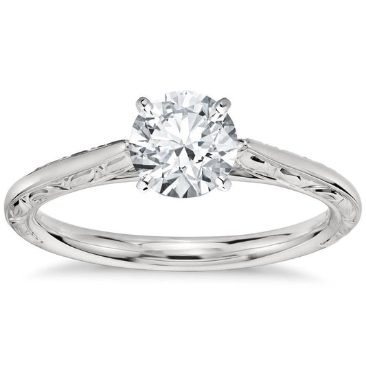 Anello Di Fidanzamento Con Naturale Diamante Solitario A Taglio Rotondo Grande Da 1,5 Carati