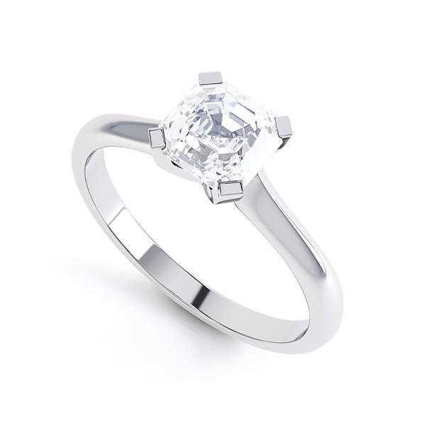 Anello Di Fidanzamento Con Naturale Diamante Solitario Asscher Da 1,50 Ct, Oro Bianco 14K