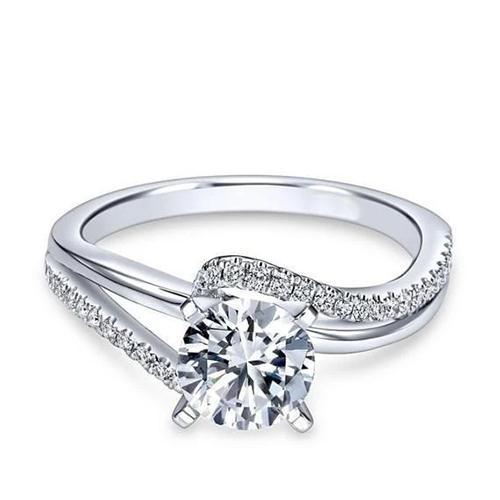 Anello Di Fidanzamento Con Naturale Diamante Solitario In Oro Bianco Con Accento 3,50 Ct