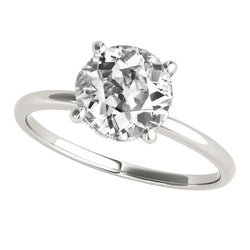 Anello Di Fidanzamento Con Naturale Diamante Solitario Rotondo Vecchio Minatore, Set Di 4 Punte, 3 Carati