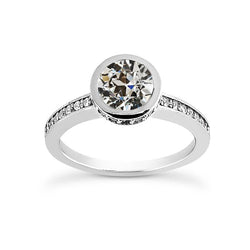 Anello Di Fidanzamento Con Naturale Diamante Taglio Antico Rotondo Incastonato In Oro 2,50 Carati