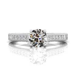 Anello Di Fidanzamento Con Naturale Diamante Taglio Antico Rotondo Stile Antico 2,50 Carati