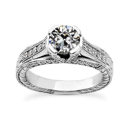 Anello Di Fidanzamento Con Naturale Diamante Taglio Antico Stile Antico 3,25 Carati