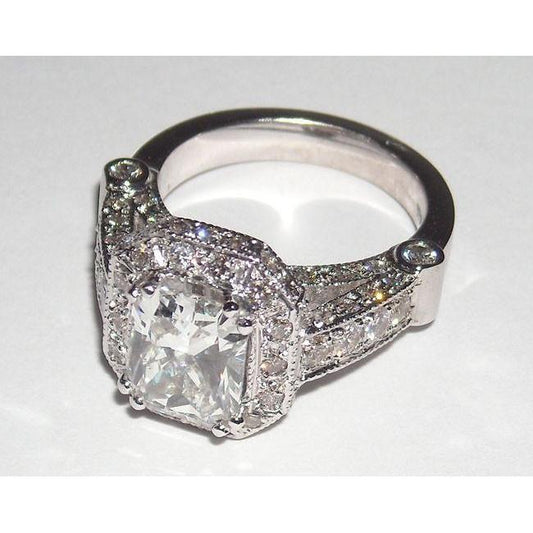 Anello Di Fidanzamento Con Naturale Diamante Taglio Radiante Da 5.01 Carati Con Bellissimo Anello Di Fidanzamento