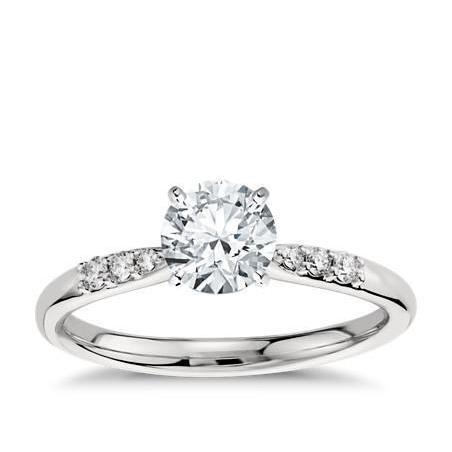 Anello Di Fidanzamento Con Naturale Diamante Taglio Rotondo Da 1,15 Ct, Gioielli In Oro Bianco 14K