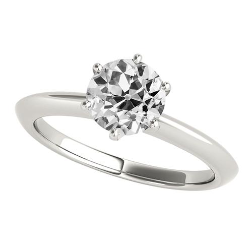 Anello Di Fidanzamento Con Naturale Diamante Taglio Vecchio Miniera Rotondo Solitario 1,5 Carati