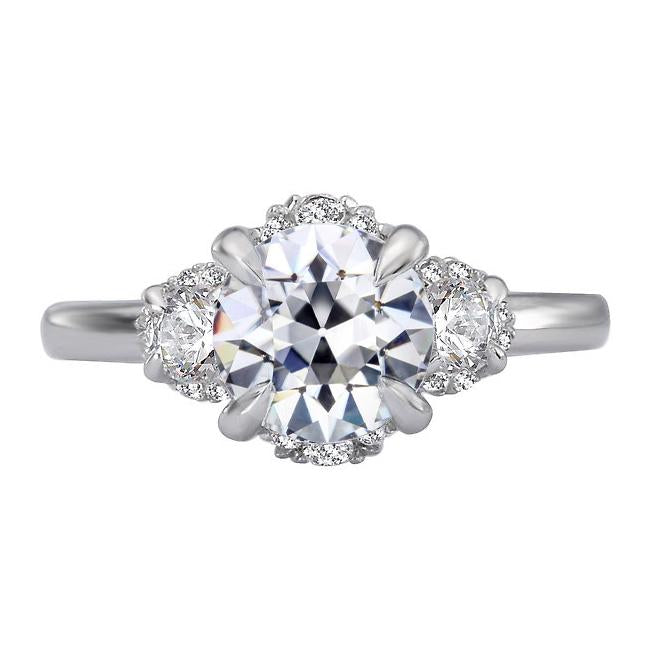 Anello Di Fidanzamento Con Naturale Diamanti A Taglio Antico In Oro 14K, Set 6,50 Carati