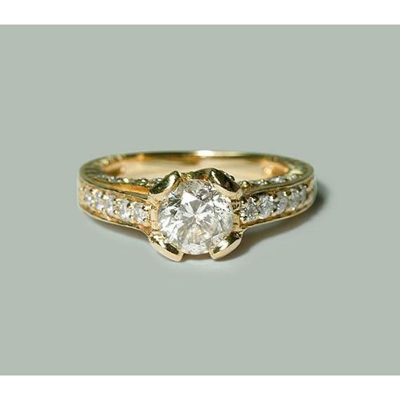 Anello Di Fidanzamento Con Naturale Diamanti Da 2 Carati In Oro Giallo