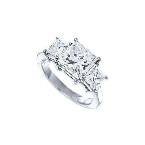 Anello Di Fidanzamento Con Tre Genuino Diamanti In Pietra Taglio Principessa Da 3,25 Carati