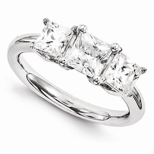 Anello Di Fidanzamento Con Tre Naturale Diamanti In Pietra 4 Carati In Oro Bianco 14K