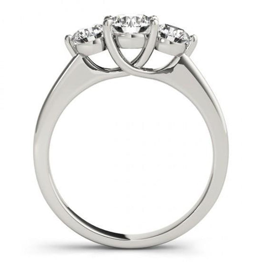 Anello Di Fidanzamento Con Tre Pietre Di Naturale Diamante Rotondo In Oro Bianco 2 Carati 14K