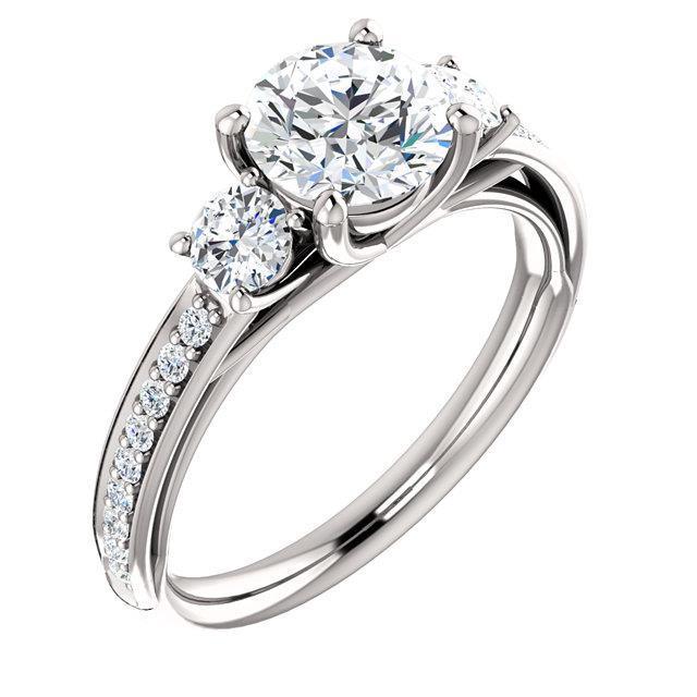 Anello Di Fidanzamento Con Tre Pietre Di Vero Diamanti Brillanti Rotondi Da 2.04 Carati
