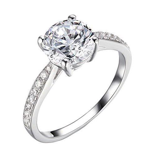 Anello Di Fidanzamento Con Vero Diamante 2.45 Carati Gioielli In Oro Bianco Donna Novità