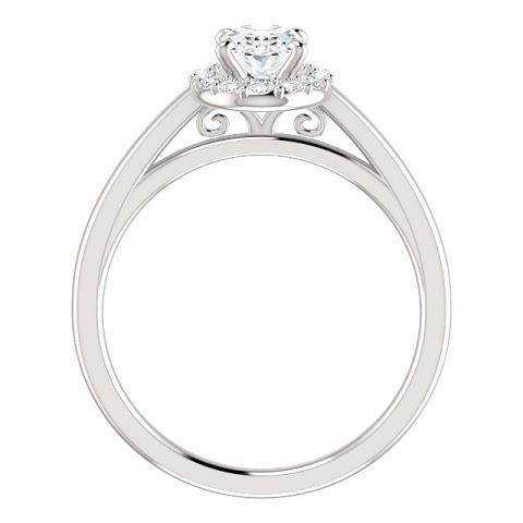 Anello Di Fidanzamento Con Vero Diamante A Taglio Ovale Da 2 Carati In Oro Bianco 14K