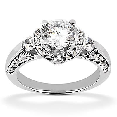 Anello Di Fidanzamento Con Vero Diamante Accentato In Oro Bianco 1.70 Ct.