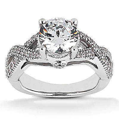 Anello Di Fidanzamento Con Vero Diamante Da 1.87 Carati Taglio Rotondo Con Gambo Ritorto