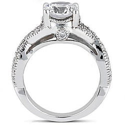 Anello Di Fidanzamento Con Vero Diamante Da 1.87 Carati Taglio Rotondo Con Gambo Ritorto
