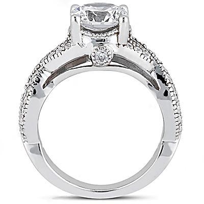 Anello Di Fidanzamento Con Vero Diamante Da 1.87 Carati Taglio Rotondo Con Gambo Ritorto