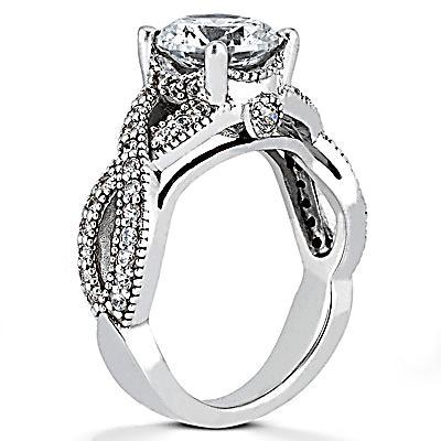Anello Di Fidanzamento Con Vero Diamante Da 1.87 Carati Taglio Rotondo Con Gambo Ritorto