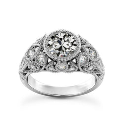 Anello Di Fidanzamento Con Vero Diamante Da Minatore Rotondo In Stile Antico, 4 Carati, Gioielli