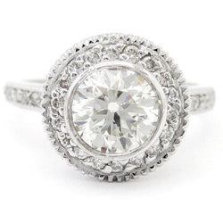 Anello Di Fidanzamento Con Vero Diamante Halo 2.75 Carati In Oro Bianco 14K