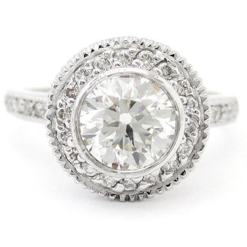Anello Di Fidanzamento Con Vero Diamante Halo 2.75 Carati In Oro Bianco 14K