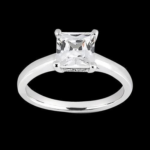 Anello Di Fidanzamento Con Vero Diamante Hidden Halo Da 1,80 Carati Taglio Princess
