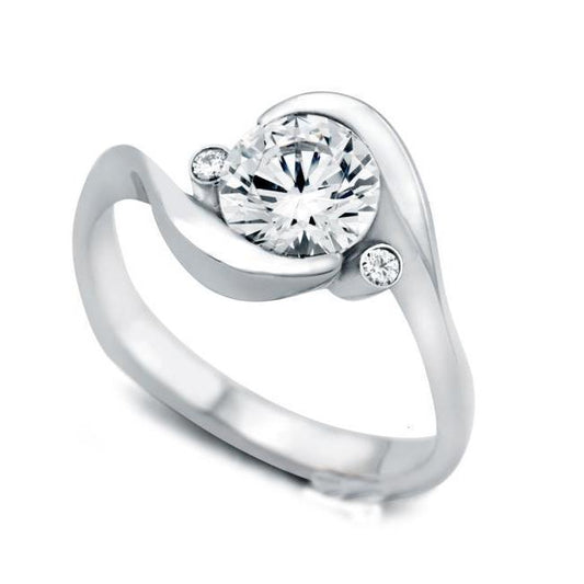 Anello Di Fidanzamento Con Vero Diamante In Stile Pietra Da 2,40 Carati, Oro Bianco 14K