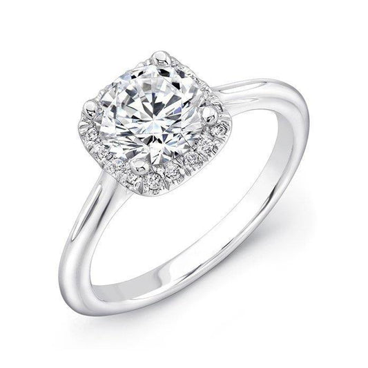 Anello Di Fidanzamento Con Vero Diamante Naturale Halo Da 1.50 Carati In Oro Bianco 14K