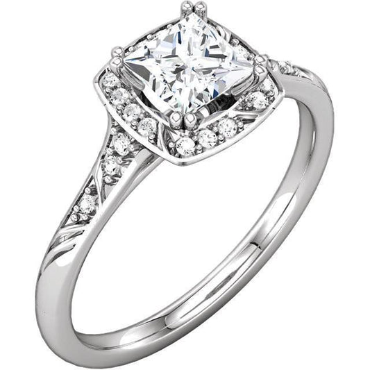 Anello Di Fidanzamento Con Vero Diamante Principessa In Oro Bianco 1.72 Carati 14K